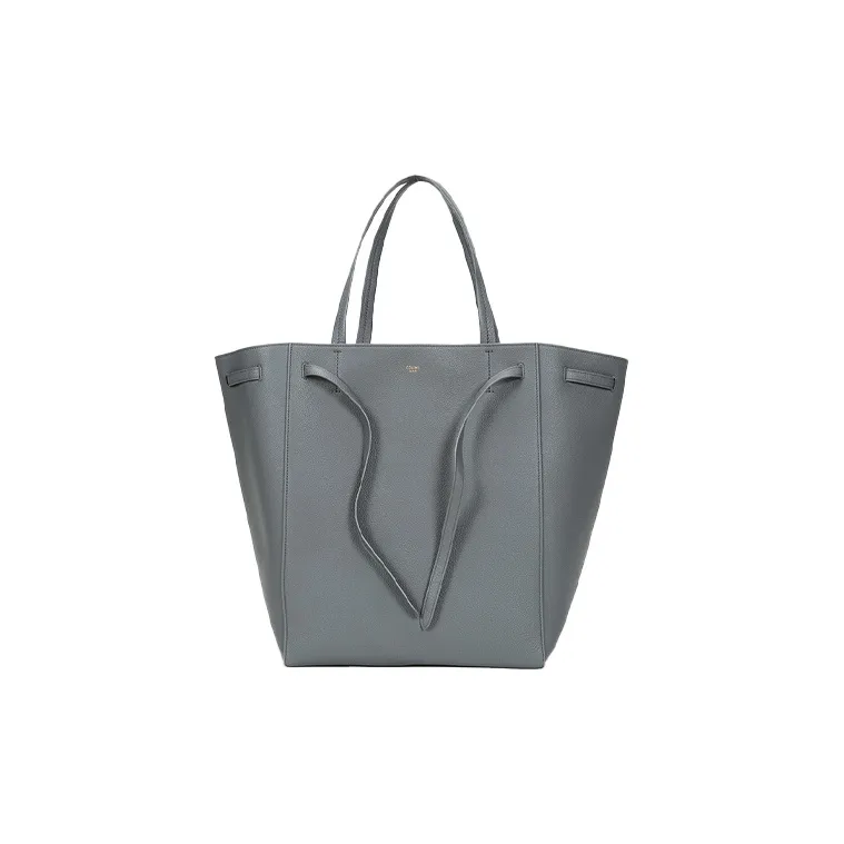 CELINE Cabas Cow Leather Tote Shoulder Handbag Women's Gray-0
