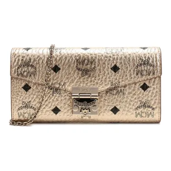 MCM Patricia Visetos Coated Canvas Chain Bag, Shoulder Bag, Crossbody Bag Tubas Women's Berlin Gold