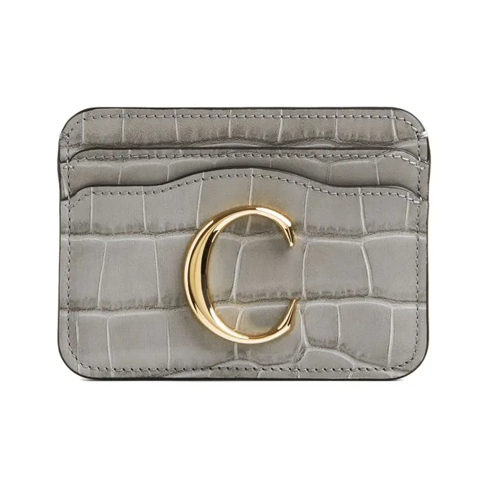Chloe Chloé Bags Cow Leather Card Holder Women's Gray-0