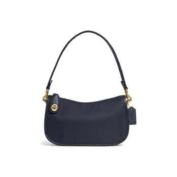 COACH Swinger Nylon Leather Mahjong Bag Shoulder Bag Handbag Crossbody Bag Shoulder Bag Women's Dark Blue