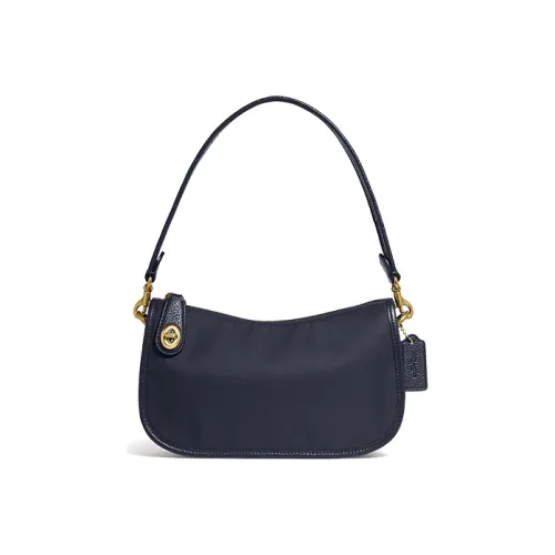 COACH Swinger Nylon Leather Mahjong Bag Shoulder Bag Handbag Crossbody Bag Shoulder Bag Women's Dark Blue
