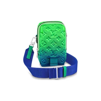 LOUIS VUITTON Double Phone Pouch Taurillon Illusion Blue/Green