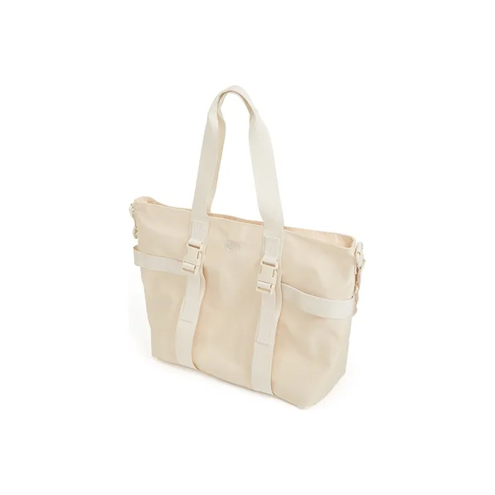 MYEDITION Nylon Fabric Versatile Tote Bag Shoulder Bag Regular Unisex Ecru Small Size/Khaki Small Size-4