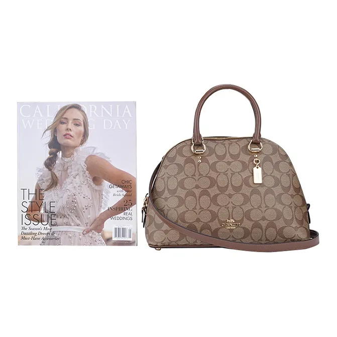 COACH Katy Leather Dome Bag Shoulder Bag Crossbody Bag Handbag Large Size Women's Brown-4