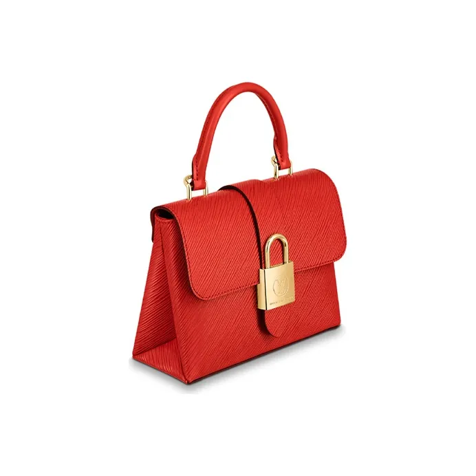 LOUIS VUITTON Locky Grained Cow Leather Portable Crossbody Bag Shoulder Bag Women's Red-1