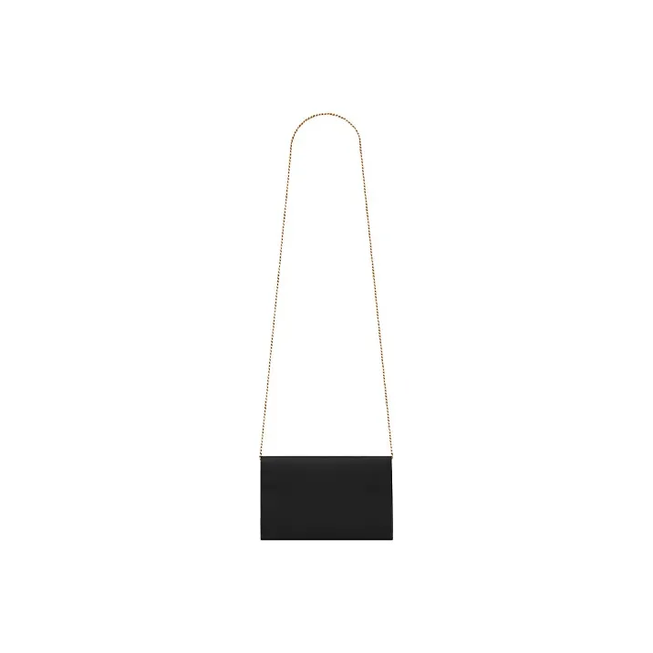 SAINT LAURENT Uptown Chain Wallet Grain De Poudre Black-3