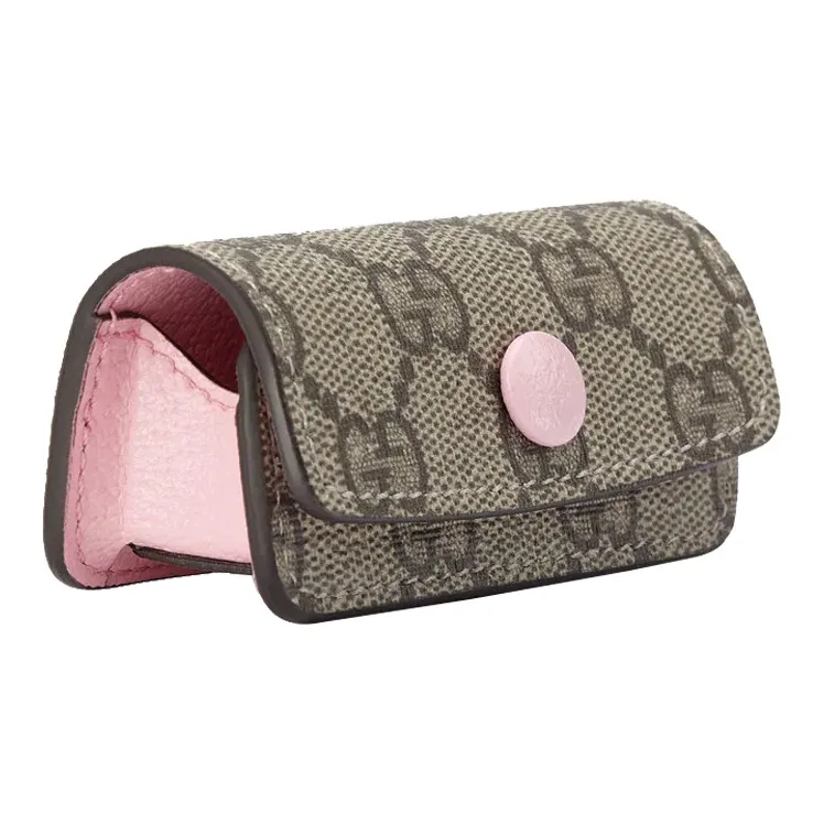 GUCCI Canvas With Leather Lipstick Case Clutch Women's Ebony Pink-1