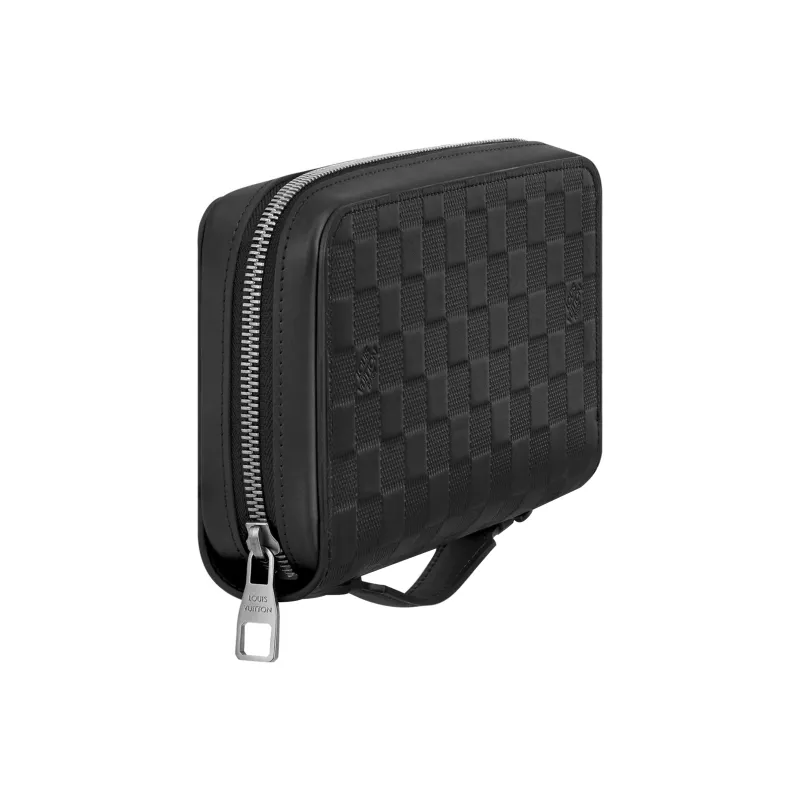 LOUIS VUITTON Infini Leather Cow Leather Lining Clutch Wallet Tubas Men's Black-2