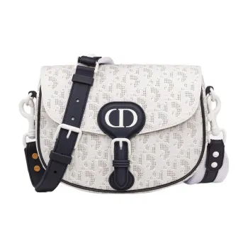 DIOR Bobby Cow Leather Crossbody Bag Shoulder Bag Women's White