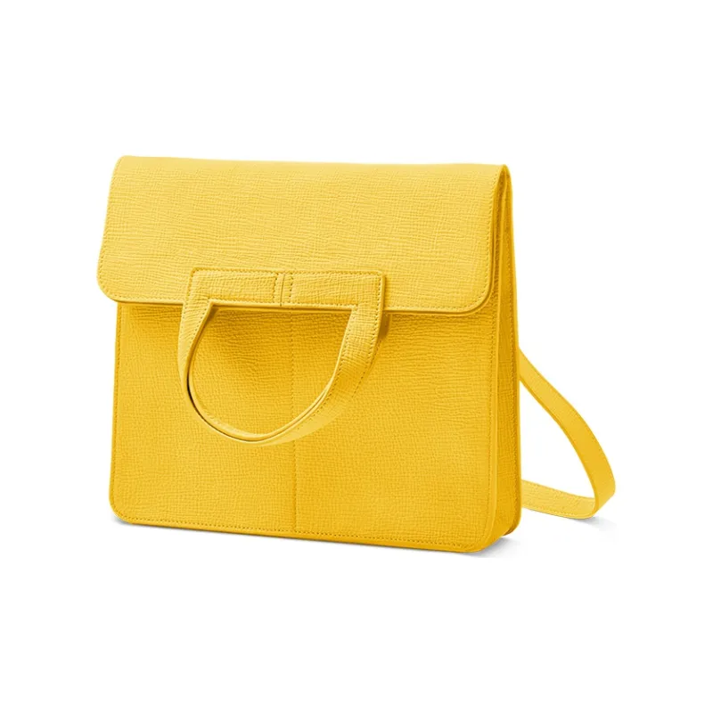 TUPLUS Top Grain Cow Leather Tofu Bag Commuter Bag Laptop Bag Handbag Medium Size Women's Multicolor-5