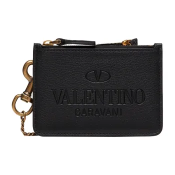 Valentino Calfskin Card Holder Men's Black
