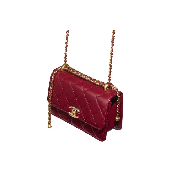 CHANEL Calfskin & Metal Flap Bag, Coin Purse, Shoulder Bag, Crossbody Bag Mini Women's Burgundy-2