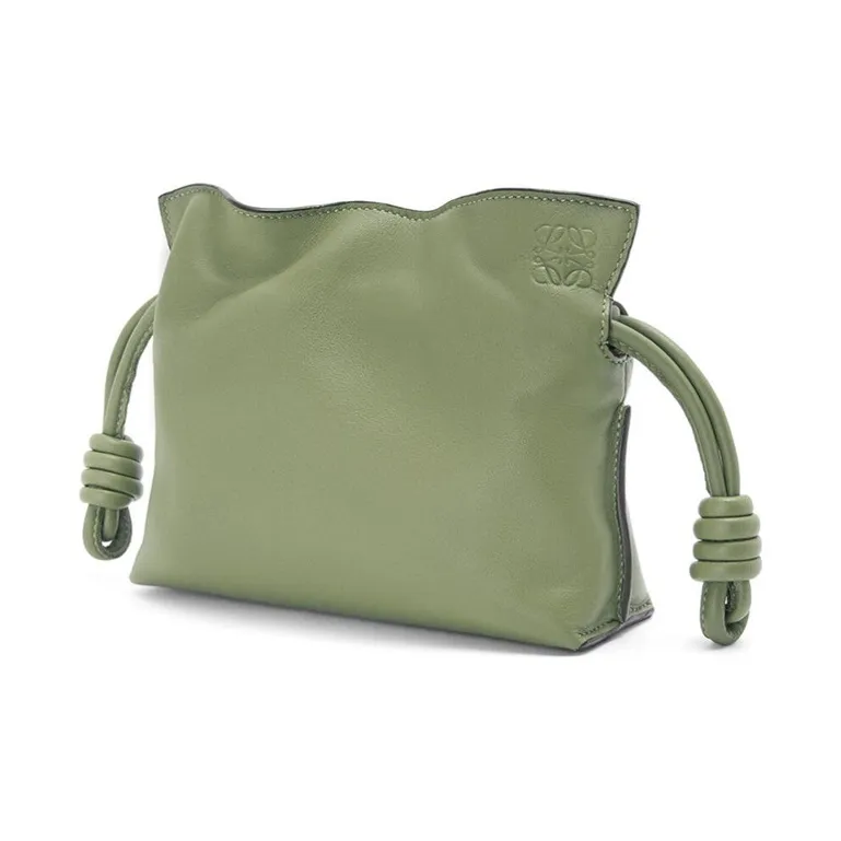 LOEWE Flamenco Nappa Cow Leather Clutch Extra Mini Women's Rosemary Green-1