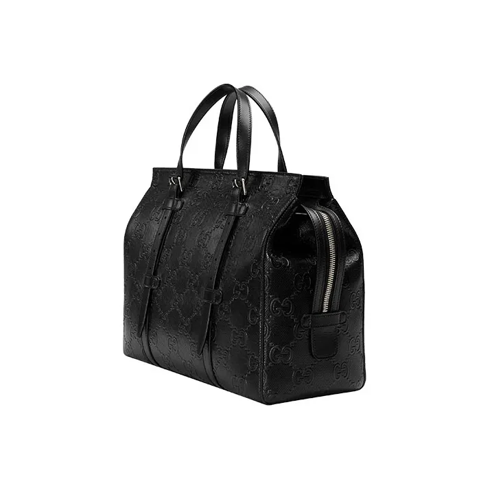 GUCCI Leather Tote Bag Shopping Bag Shoulder Bag Crossbody Bag Handbag Men's Black-1