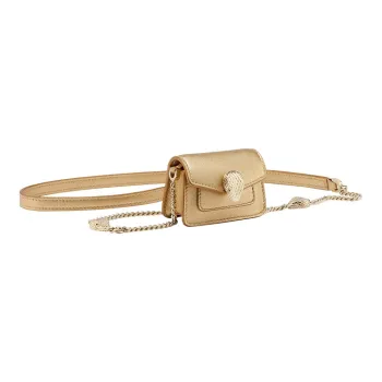 BVLGARI Serpenti Forever Cow Leather Fanny Pack Shoulder Bag Crossbody Bag Mini Women's Gold