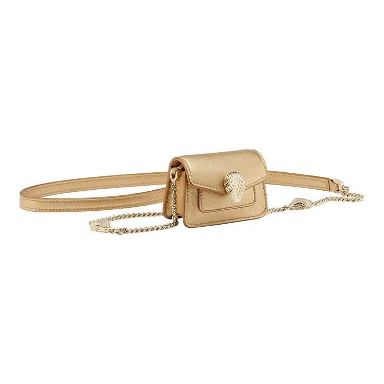 BVLGARI Serpenti Forever Cow Leather Fanny Pack Shoulder Bag Crossbody Bag Mini Women's Gold-0