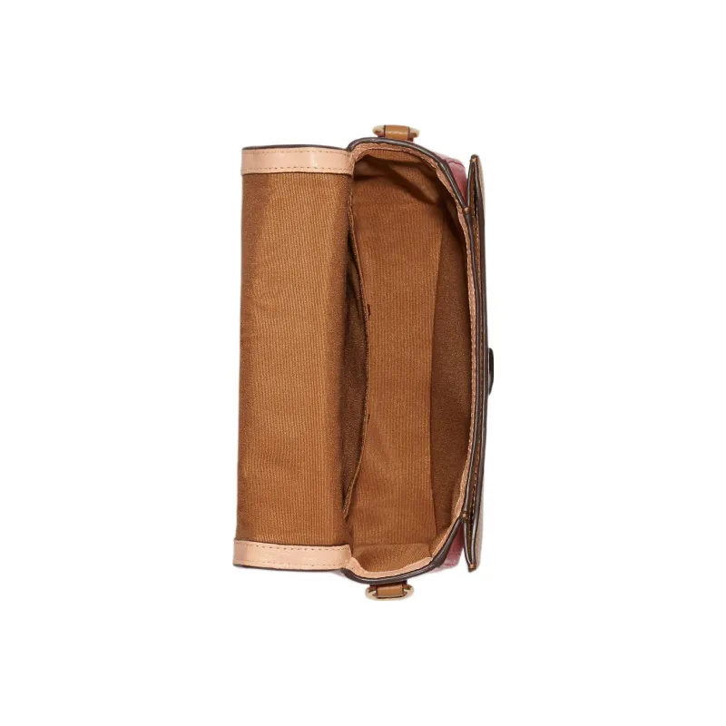 COACH Saddle Refined Pebble Leather Saddle Bag, Shoulder Bag, Crossbody Bag Trumpets Women's Gold/Faded Blush Pink-2