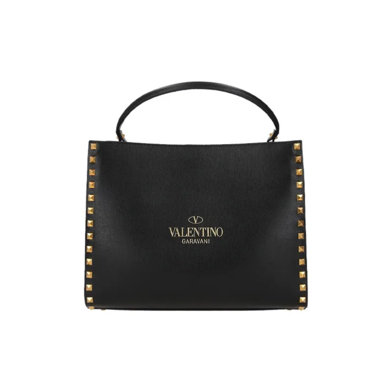 Valentino Rockstud Leather Handbag Medium Size Women's Black-2