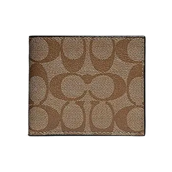 COACH Billfold Wallet Leather With PVC And Canvas Wallet Men's Khaki