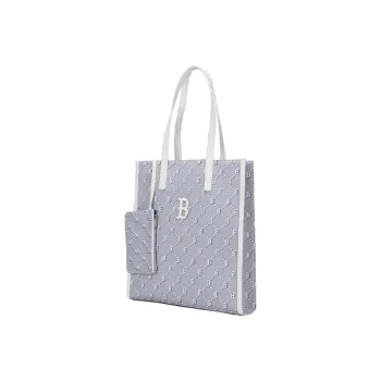 MLB Monogram Collection Fabric Combo Bag Tote Bag Shopping Bag Shoulder Bag Handbag Regular Unisex Gray White