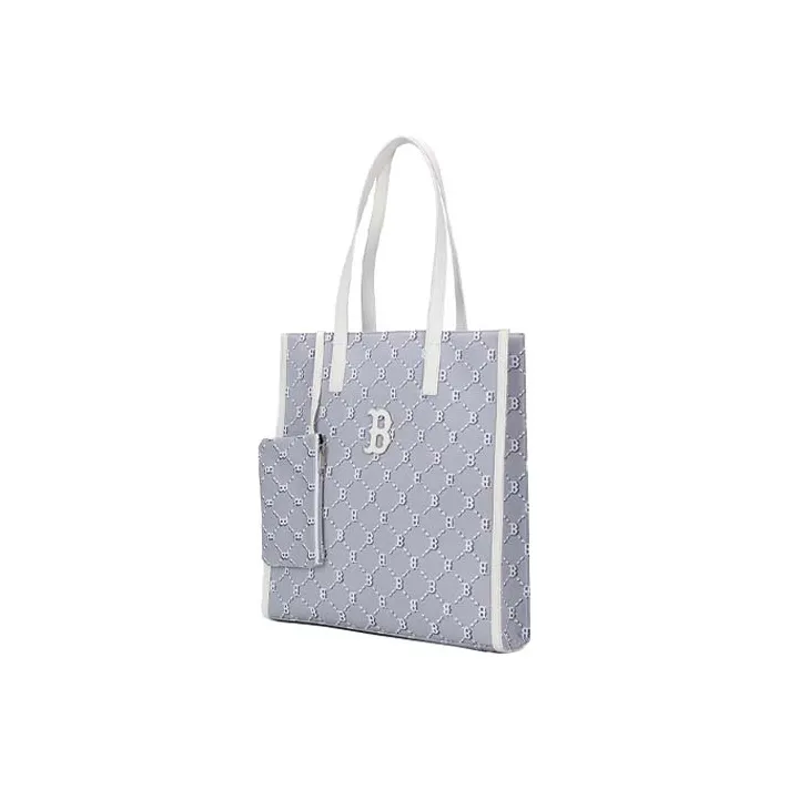 MLB Monogram Collection Fabric Combo Bag Tote Bag Shopping Bag Shoulder Bag Handbag Regular Unisex Gray White-0