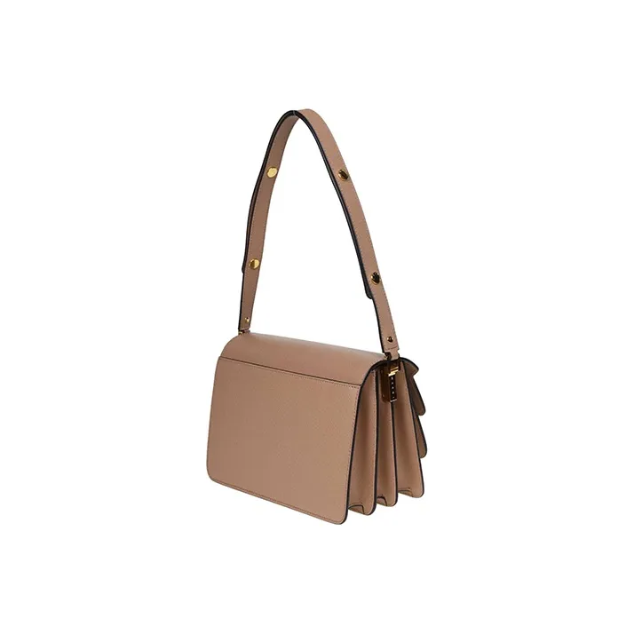 MARNI Trunk Cow Leather Trunk Bag Small Square Bag Crossbody Bag Shoulder Bag Women's Coffee-2