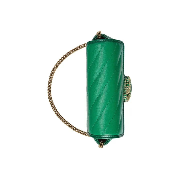 GUCCI GG Marmont Quilted Leather Shoulder Bag, Crossbody Bag Mini Women's Green/Bright Green-4