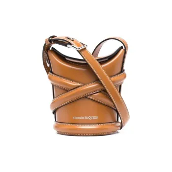 Alexander McQueen Smooth Cow Leather Bucket Bag, Crossbody Bag, Shoulder Bag Women's Brown