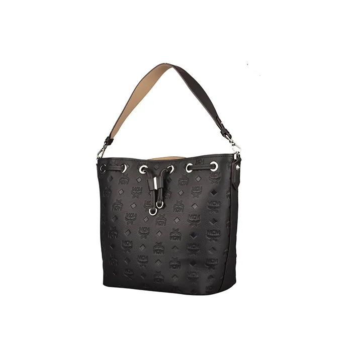 MCM Essential Visetos Origina Artificial Leather Bucket Bag, Shoulder Bag, Crossbody Bag Women's Black-2