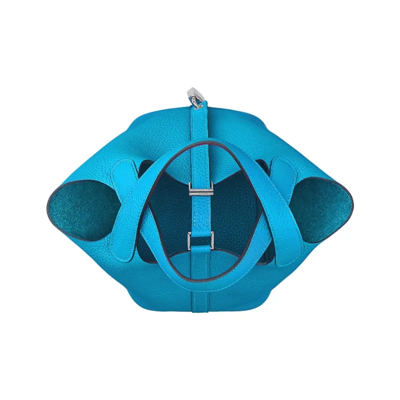 HERMES Picotin Clemence Bullock Leather Swift Calfskin Bucket Bags Handbags 18 Women's Blue/Mexican Pink-2