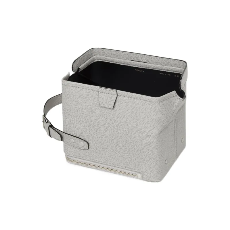 Valextra Tric Trac Calfskin Box Bag One Shoulder Handbag Crossbody Bag Women's Smoke Gray-4