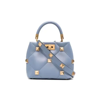 Valentino Roman Stud Sheepskin Shoulder Bag Crossbody Bag Handbag Small Size Women's Blue