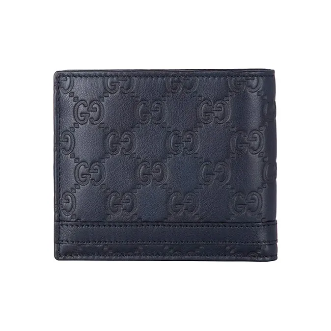 GUCCI Leather Wallet Men's Dark Blue/Navy Blue-1