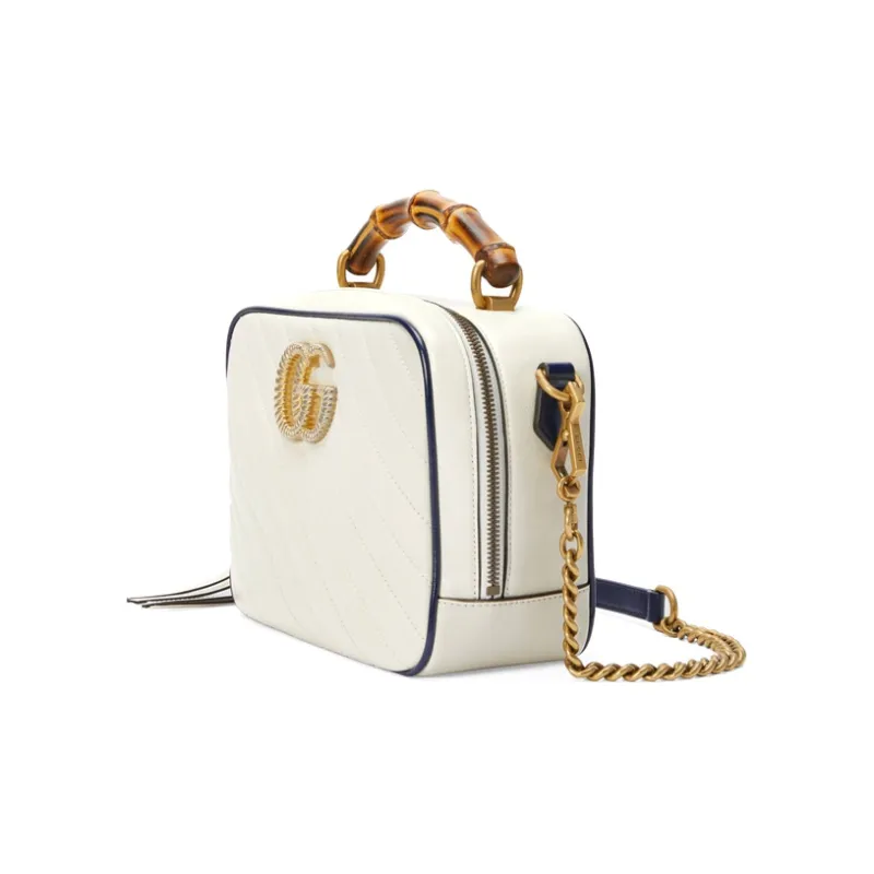 GUCCI Marmont Quilting Leather Shoulder Bag Crossbody Bag Handbag Small Size Women's White-1