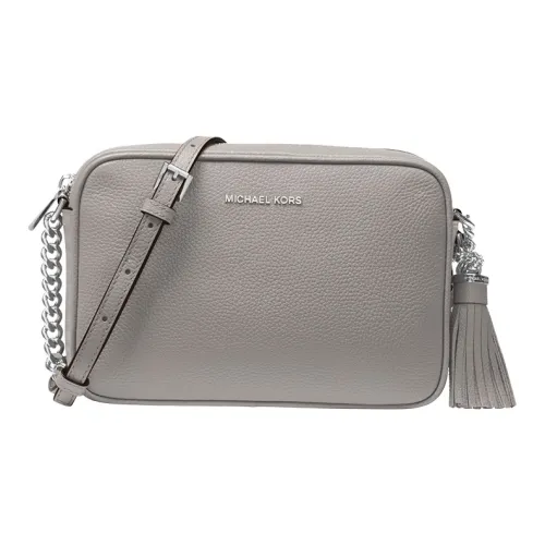 MICHAEL KORS Jet Set Litchi Grain Leather Shoulder Bag Medium Size Women's Pearl Gray