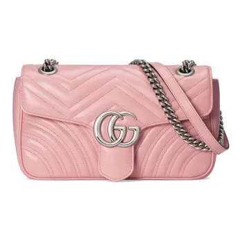 GUCCI GG Marmont Leather Shoulder Bag Crossbody Bag Small Size Women's Pink/Candy Color/Unicorn Pink