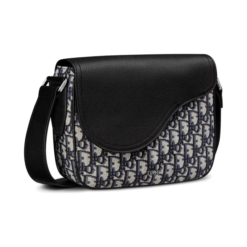 DIOR Saddle Grained Calfskin Saddle Bags Messenger Bag Shoulder Bag Crossbody Bag Mini Men's Beige/Black-1