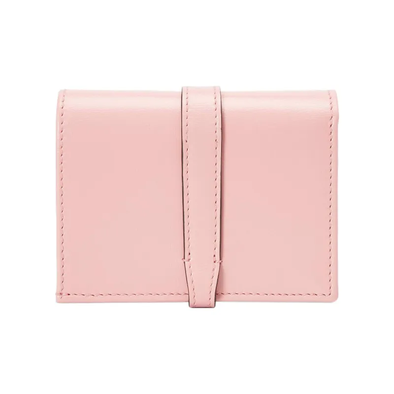GUCCI Jackie 1961 Ostrich Leather Clutch Wallets Card Holders Small Size Women's Pink-2