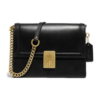 COACH Hutton Shiny Cow Leather Small Square Bag Hayden Bag Portable Crossbody Bag Shoulder Bag Women's Black