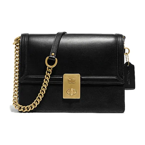 COACH Hutton Shiny Cow Leather Small Square Bag Hayden Bag Portable Crossbody Bag Shoulder Bag Women's Black