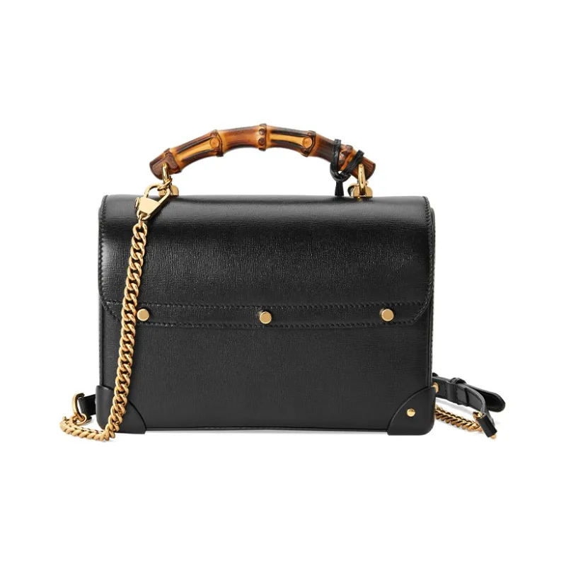 GUCCI Padlock Leather Box Bag Lock Bag Crossbody Bag Shoulder Bag Handbag Small Size Women's Black-3