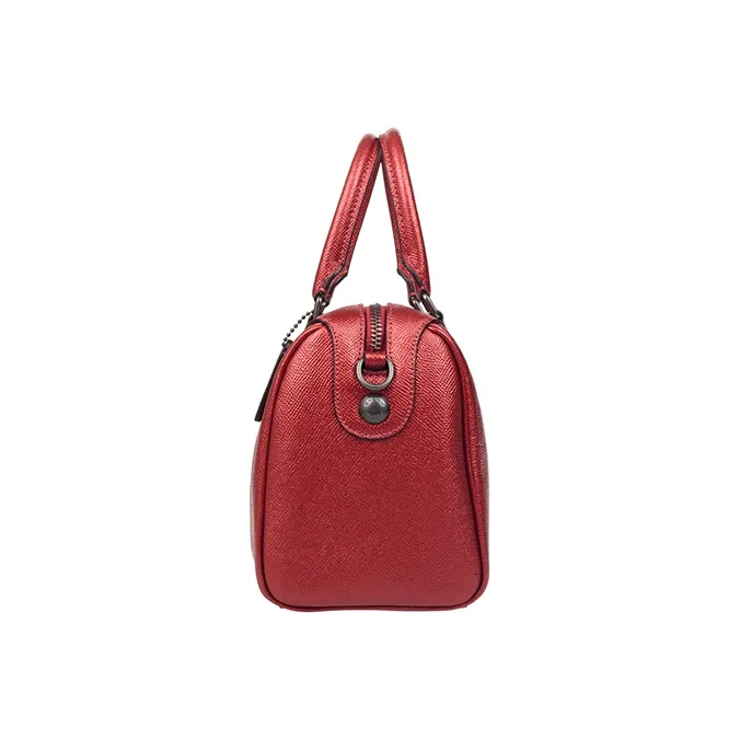 COACH Bennett Leather Boston Bag, Shoulder Bag, Crossbody Bag, Handbag Women's Metal Red-3