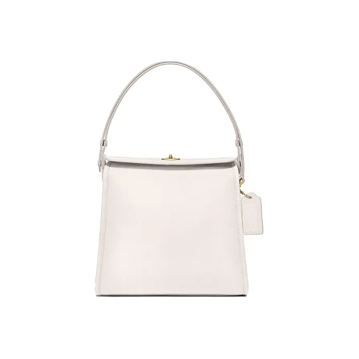 COACH Turnlock Leather Shoulder Bag Crossbody Bag Handbag Small Size Women's White-0