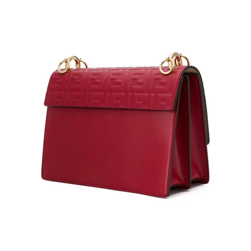 FENDI Kan I Cow Leather Handbag Shoulder Bag Crossbody Bag Women's Red Classic Recommendation-1