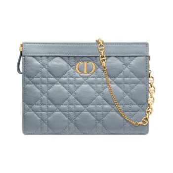 DIOR Caro Soft Cow Leather Shoulder Bag, Crossbody Bag, Clutch Regular Women's Powder Blue