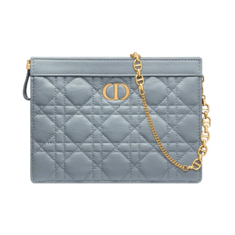 DIOR Caro Soft Cow Leather Shoulder Bag, Crossbody Bag, Clutch Regular Women's Powder Blue-0