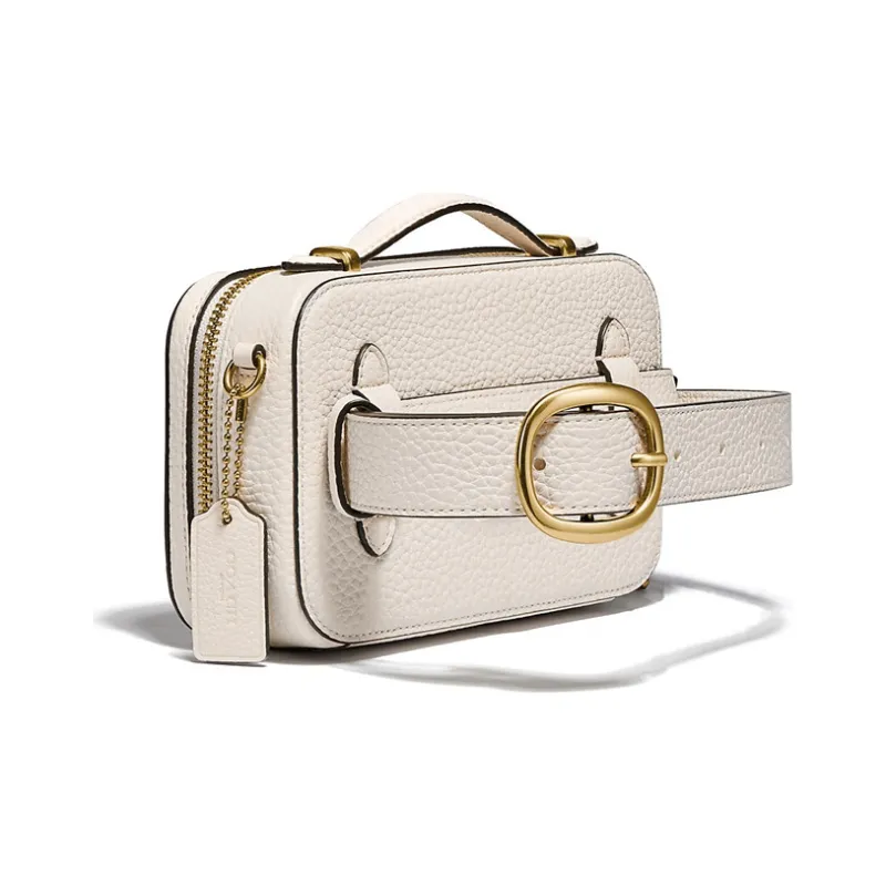 COACH Alie Leather Box Bag Camera Bag Fanny Pack Handbag Shoulder Bag Crossbody Bag Mini Women's White-1
