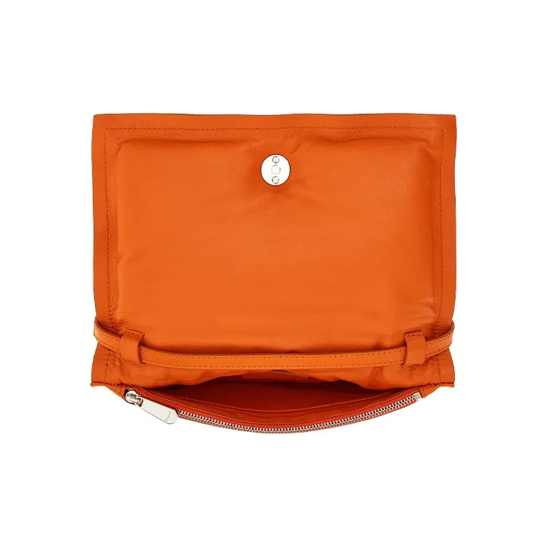 FERRAGAMO Calfskin Pillow Bag Shoulder Bag Crossbody Bag Mini Women's Orange-3