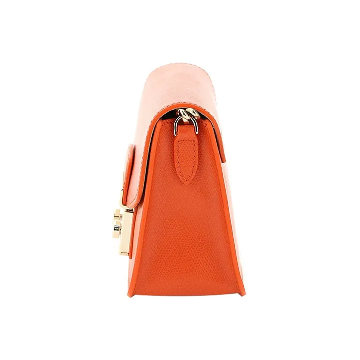 Furla Metropolis Collection Leather Small Square Bag Crossbody Bag Shoulder Bag Women's Orange-2