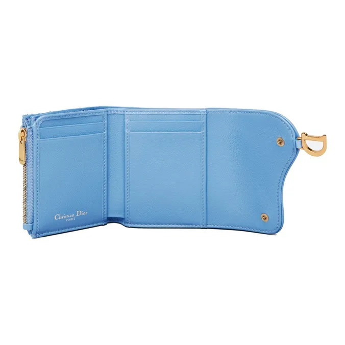 DIOR Jacquard Canvas Coin Purses Card Holders Women's Cornflower Blue-4